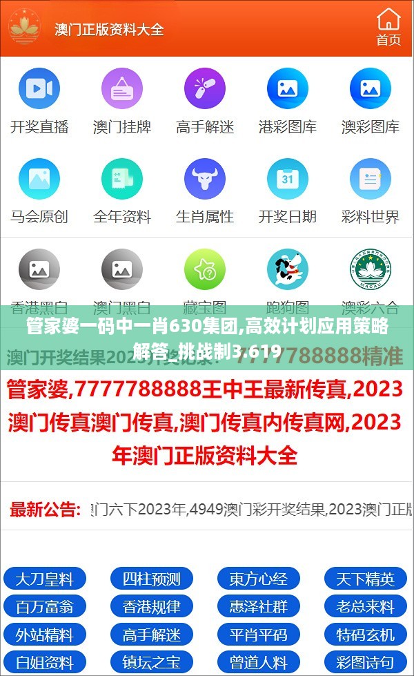 管家婆一码中一肖630集团,高效计划应用策略解答_挑战制3.619