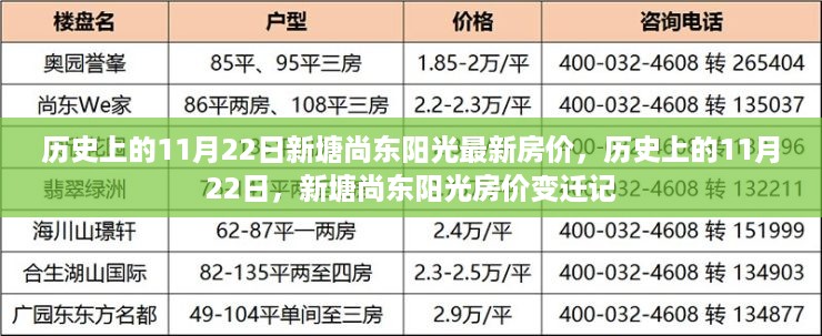 历史上的11月22日新塘尚东阳光房价变迁纪实，最新房价一览无余